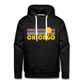 Premium Chicago, Illinois Hoodie - Retro Sun Premium Men's Chicago Sweatshirt / Hoodie - charcoal grey