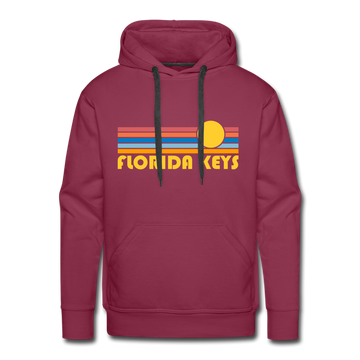 Premium Florida Keys, Florida Hoodie - Retro Sun Premium Men's Florida Keys Sweatshirt / Hoodie - burgundy