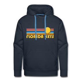 Premium Florida Keys, Florida Hoodie - Retro Sun Premium Men's Florida Keys Sweatshirt / Hoodie - navy