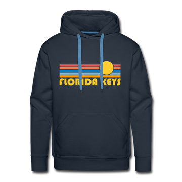 Premium Florida Keys, Florida Hoodie - Retro Sun Premium Men's Florida Keys Sweatshirt / Hoodie - navy