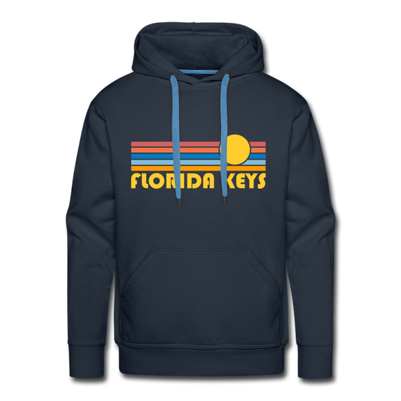 Premium Florida Keys, Florida Hoodie - Retro Sun Premium Men's Florida Keys Sweatshirt / Hoodie - navy
