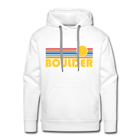 Premium Boulder, Colorado Hoodie - Retro Sun Premium Men's Boulder Sweatshirt / Hoodie - white