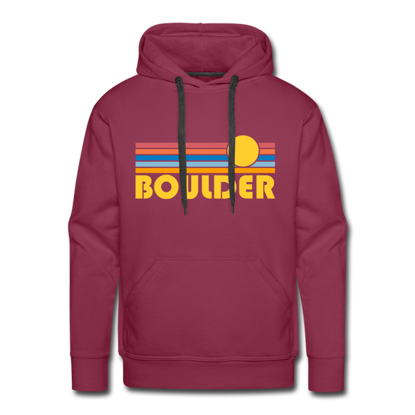 Premium Boulder, Colorado Hoodie - Retro Sun Premium Men's Boulder Sweatshirt / Hoodie - burgundy