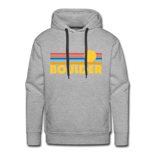 Premium Boulder, Colorado Hoodie - Retro Sun Premium Men's Boulder Sweatshirt / Hoodie - heather grey