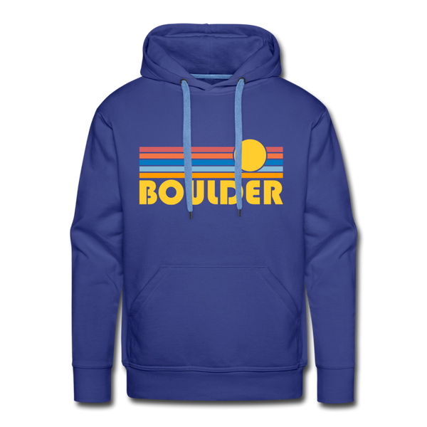 Premium Boulder, Colorado Hoodie - Retro Sun Premium Men's Boulder Sweatshirt / Hoodie - royalblue