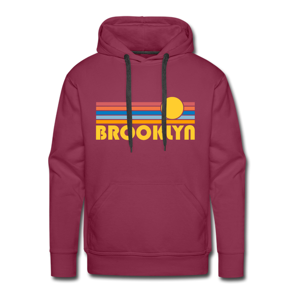 Premium Brooklyn, New York Hoodie - Retro Sun Premium Men's Brooklyn Sweatshirt / Hoodie - burgundy