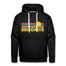 Premium Brooklyn, New York Hoodie - Retro Sun Premium Men's Brooklyn Sweatshirt / Hoodie - charcoal grey