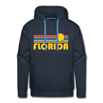 Premium Florida Hoodie - Retro Sun Premium Men's Florida Sweatshirt / Hoodie - navy