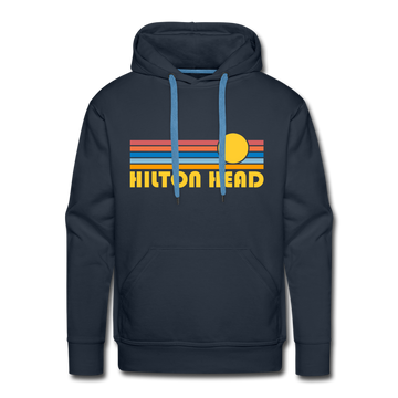 Premium Hilton Head, South Carolina Hoodie - Retro Sun Premium Men's Hilton Head Sweatshirt / Hoodie - navy