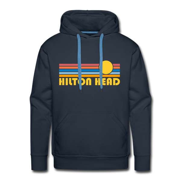 Premium Hilton Head, South Carolina Hoodie - Retro Sun Premium Men's Hilton Head Sweatshirt / Hoodie - navy