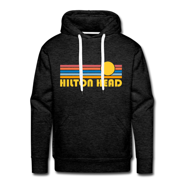 Premium Hilton Head, South Carolina Hoodie - Retro Sun Premium Men's Hilton Head Sweatshirt / Hoodie - charcoal grey
