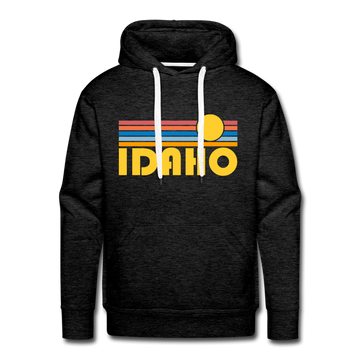 Premium Idaho Hoodie - Retro Sun Premium Men's Idaho Sweatshirt / Hoodie - charcoal grey