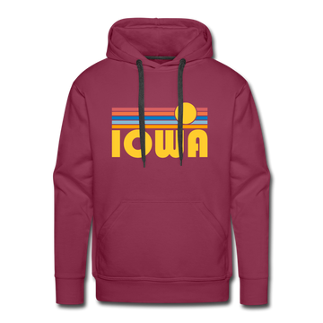 Premium Iowa Hoodie - Retro Sun Premium Men's Iowa Sweatshirt / Hoodie - burgundy