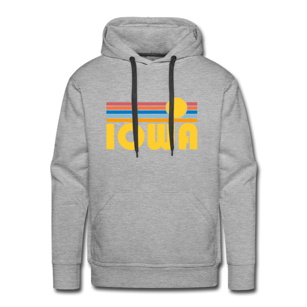 Premium Iowa Hoodie - Retro Sun Premium Men's Iowa Sweatshirt / Hoodie - heather grey