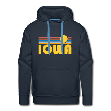 Premium Iowa Hoodie - Retro Sun Premium Men's Iowa Sweatshirt / Hoodie - navy