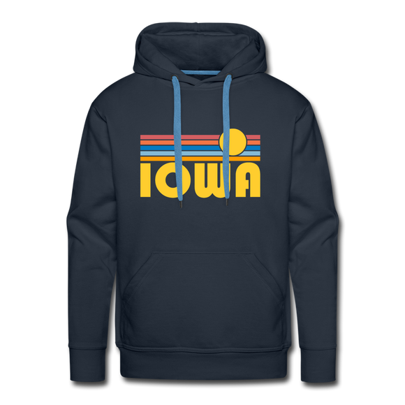 Premium Iowa Hoodie - Retro Sun Premium Men's Iowa Sweatshirt / Hoodie - navy