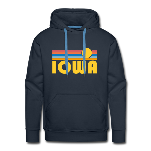 Premium Iowa Hoodie - Retro Sun Premium Men's Iowa Sweatshirt / Hoodie - navy