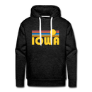 Premium Iowa Hoodie - Retro Sun Premium Men's Iowa Sweatshirt / Hoodie - charcoal grey