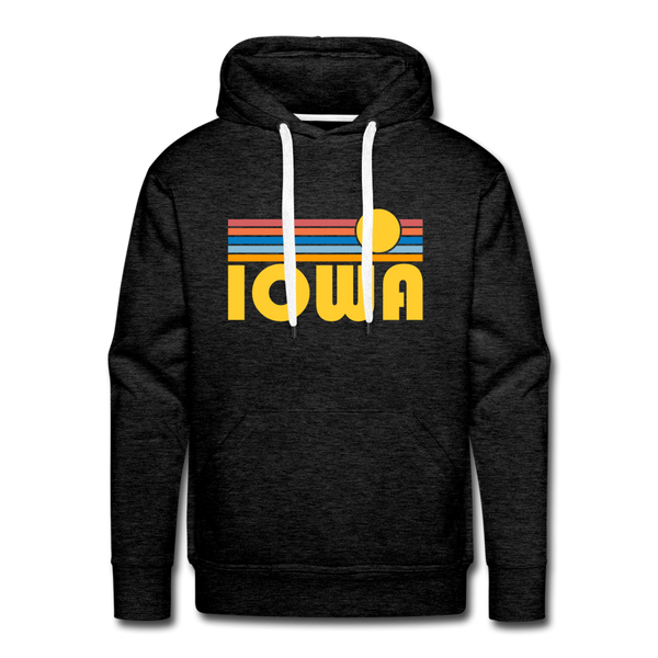 Premium Iowa Hoodie - Retro Sun Premium Men's Iowa Sweatshirt / Hoodie - charcoal grey