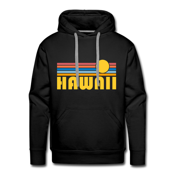 Premium Hawaii Hoodie - Retro Sun Premium Men's Hawaii Sweatshirt / Hoodie - black