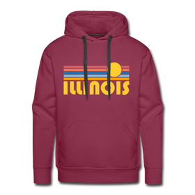 Premium Illinois Hoodie - Retro Sun Premium Men's Illinois Sweatshirt / Hoodie - burgundy