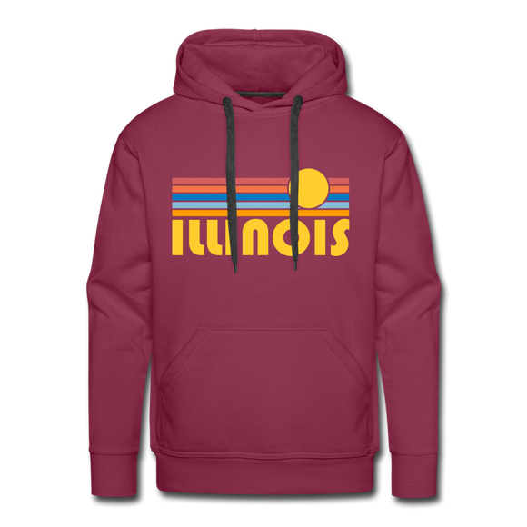 Premium Illinois Hoodie - Retro Sun Premium Men's Illinois Sweatshirt / Hoodie - burgundy