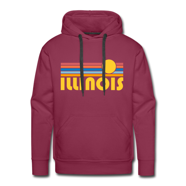 Premium Illinois Hoodie - Retro Sun Premium Men's Illinois Sweatshirt / Hoodie - burgundy