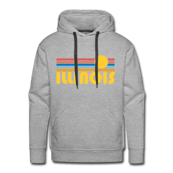 Premium Illinois Hoodie - Retro Sun Premium Men's Illinois Sweatshirt / Hoodie - heather grey