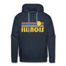 Premium Illinois Hoodie - Retro Sun Premium Men's Illinois Sweatshirt / Hoodie - navy