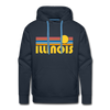 Premium Illinois Hoodie - Retro Sun Premium Men's Illinois Sweatshirt / Hoodie - navy