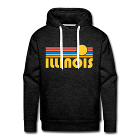 Premium Illinois Hoodie - Retro Sun Premium Men's Illinois Sweatshirt / Hoodie - charcoal grey