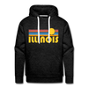 Premium Illinois Hoodie - Retro Sun Premium Men's Illinois Sweatshirt / Hoodie - charcoal grey