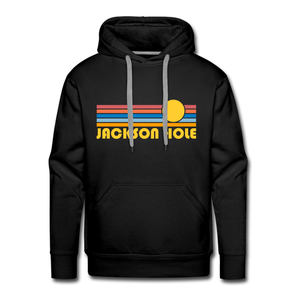 Premium Jackson Hole, Wyoming Hoodie - Retro Sun Premium Men's Jackson Hole Sweatshirt / Hoodie - black