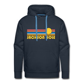 Premium Jackson Hole, Wyoming Hoodie - Retro Sun Premium Men's Jackson Hole Sweatshirt / Hoodie