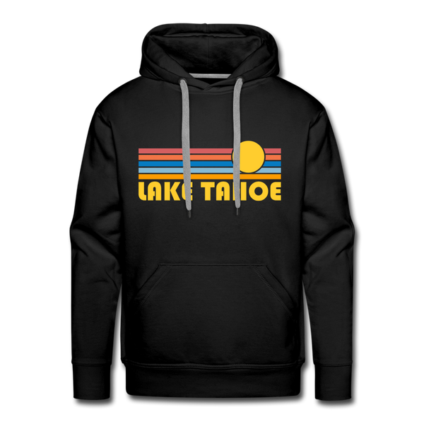 Premium Lake Tahoe, California Hoodie - Retro Sun Premium Men's Lake Tahoe Sweatshirt / Hoodie - black