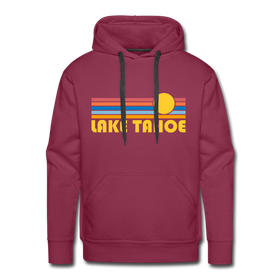 Premium Lake Tahoe, California Hoodie - Retro Sun Premium Men's Lake Tahoe Sweatshirt / Hoodie - burgundy
