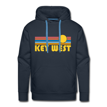 Premium Key West, Florida Hoodie - Retro Sun Premium Men's Key West Sweatshirt / Hoodie - navy