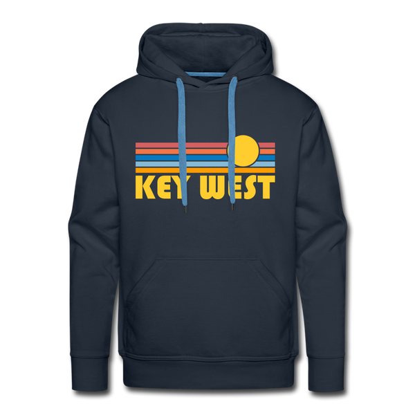 Premium Key West, Florida Hoodie - Retro Sun Premium Men's Key West Sweatshirt / Hoodie - navy