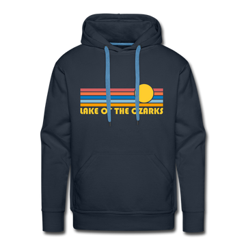 Premium Lake of the Ozarks, Missouri Hoodie - Retro Sun Premium Men's Lake of the Ozarks Sweatshirt / Hoodie - navy