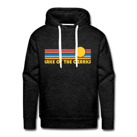 Premium Lake of the Ozarks, Missouri Hoodie - Retro Sun Premium Men's Lake of the Ozarks Sweatshirt / Hoodie - charcoal grey