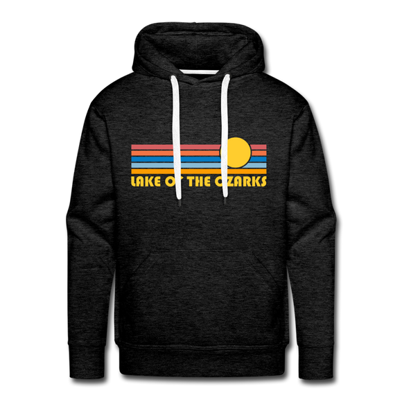 Premium Lake of the Ozarks, Missouri Hoodie - Retro Sun Premium Men's Lake of the Ozarks Sweatshirt / Hoodie - charcoal grey