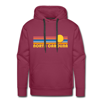 Premium North Carolina Hoodie - Retro Sun Premium Men's North Carolina Sweatshirt / Hoodie - burgundy
