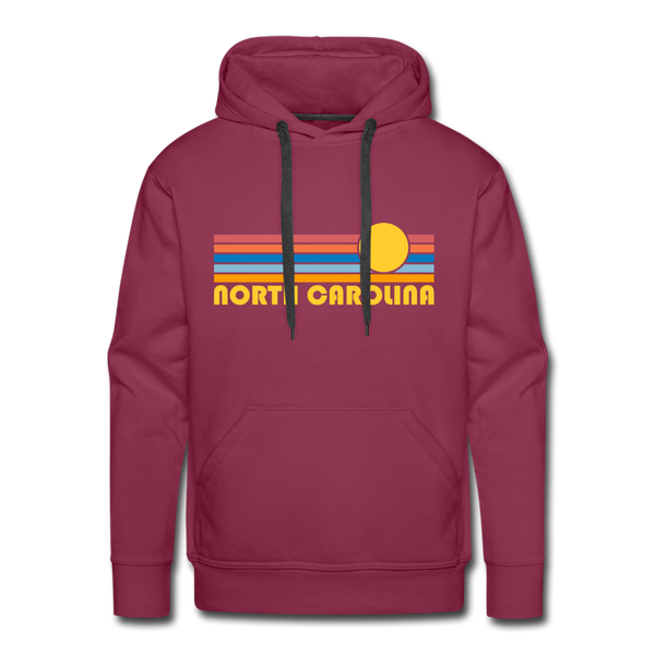 Premium North Carolina Hoodie - Retro Sun Premium Men's North Carolina Sweatshirt / Hoodie - burgundy