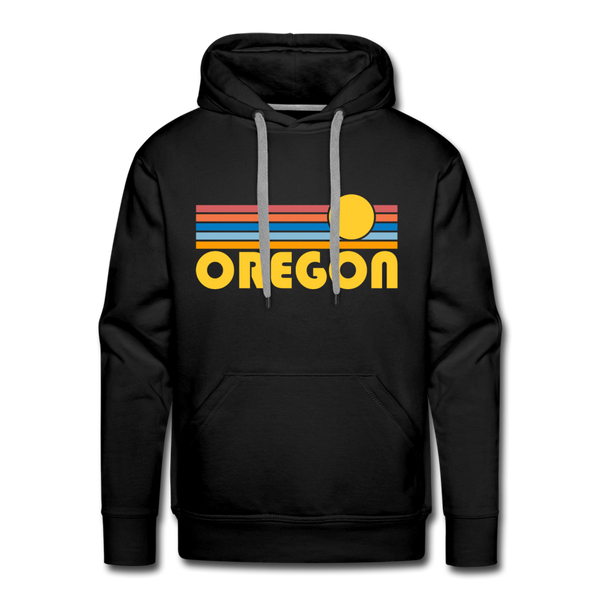 Premium Oregon Hoodie - Retro Sun Premium Men's Oregon Sweatshirt / Hoodie - black