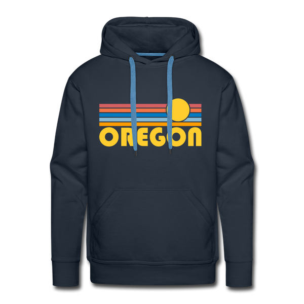 Premium Oregon Hoodie - Retro Sun Premium Men's Oregon Sweatshirt / Hoodie - navy