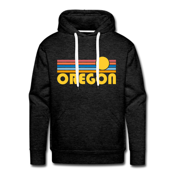 Premium Oregon Hoodie - Retro Sun Premium Men's Oregon Sweatshirt / Hoodie - charcoal grey