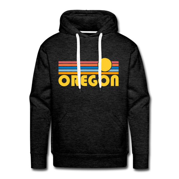 Premium Oregon Hoodie - Retro Sun Premium Men's Oregon Sweatshirt / Hoodie - charcoal grey