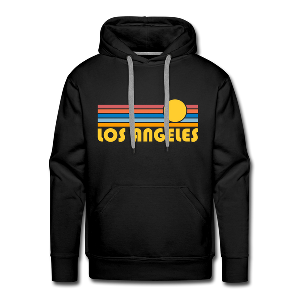Premium Los Angeles, California Hoodie - Retro Sun Premium Men's Los Angeles Sweatshirt / Hoodie - black
