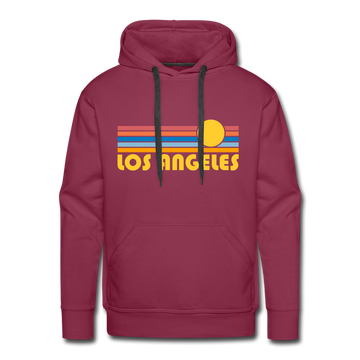 Premium Los Angeles, California Hoodie - Retro Sun Premium Men's Los Angeles Sweatshirt / Hoodie - burgundy