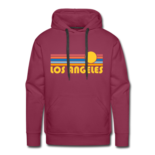 Premium Los Angeles, California Hoodie - Retro Sun Premium Men's Los Angeles Sweatshirt / Hoodie - burgundy